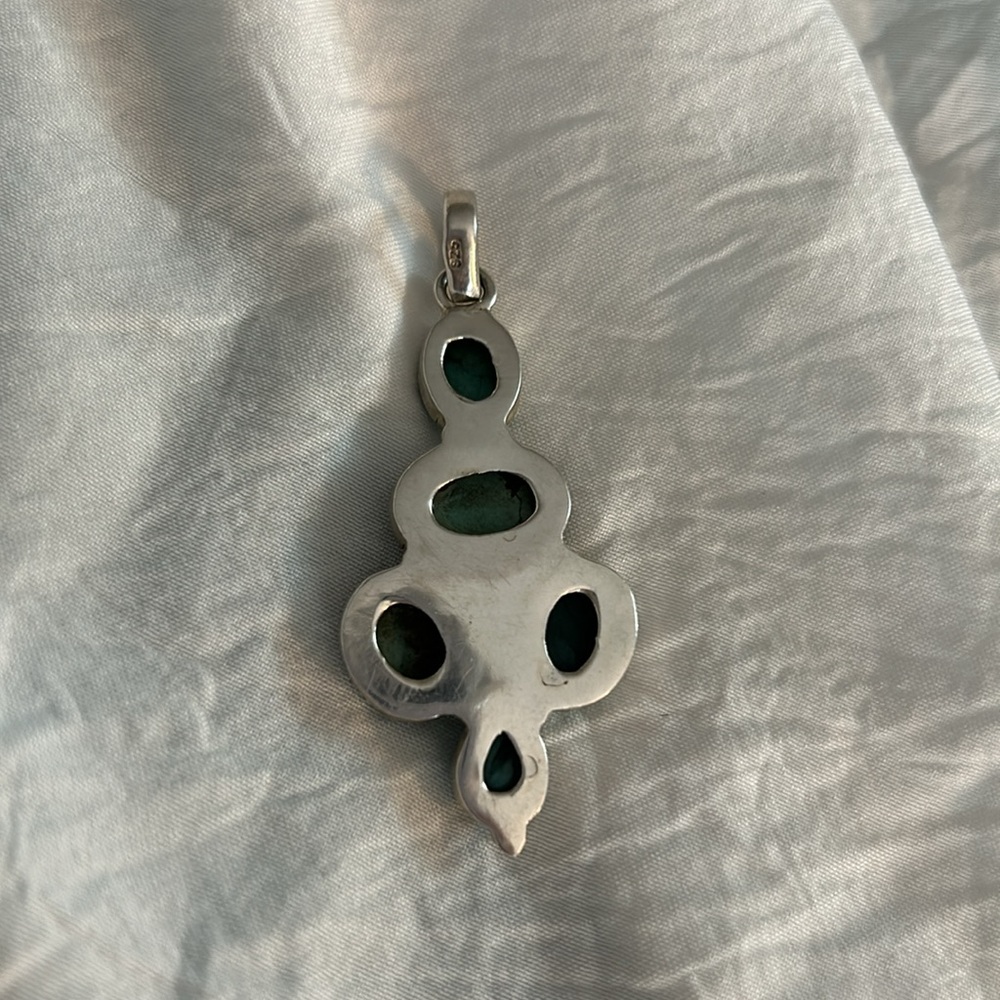 Sterling Silver Five Stone Turquoise Pendant - image 6